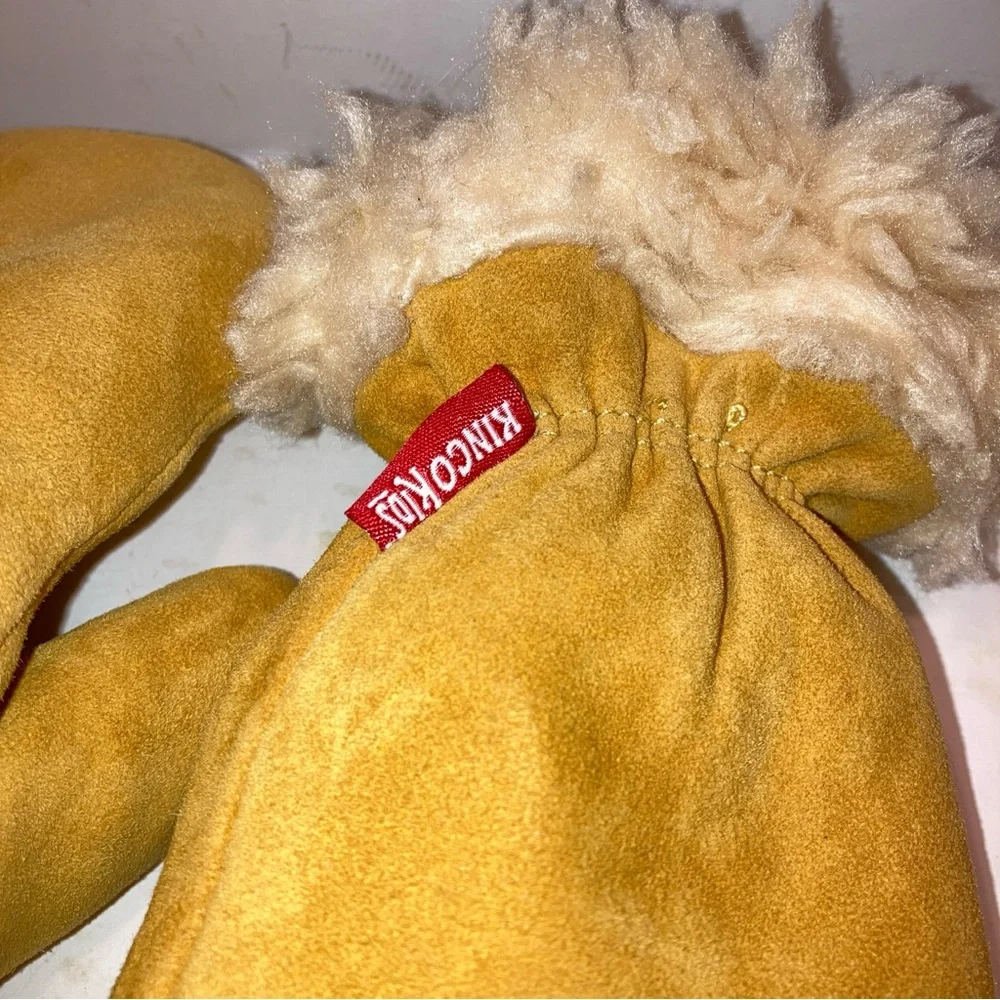 Kinko Kids DEERSKIN Suede Sheepskin Lined BRAND NEW UNISEX Mittens for Kids